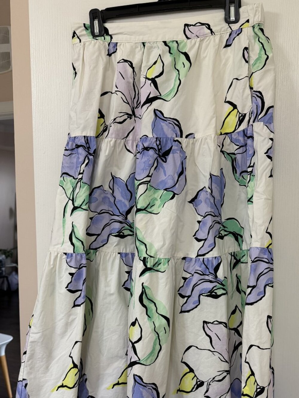 Women's Ruffled Skirt A New Day size M Purple, white, green and yellow
